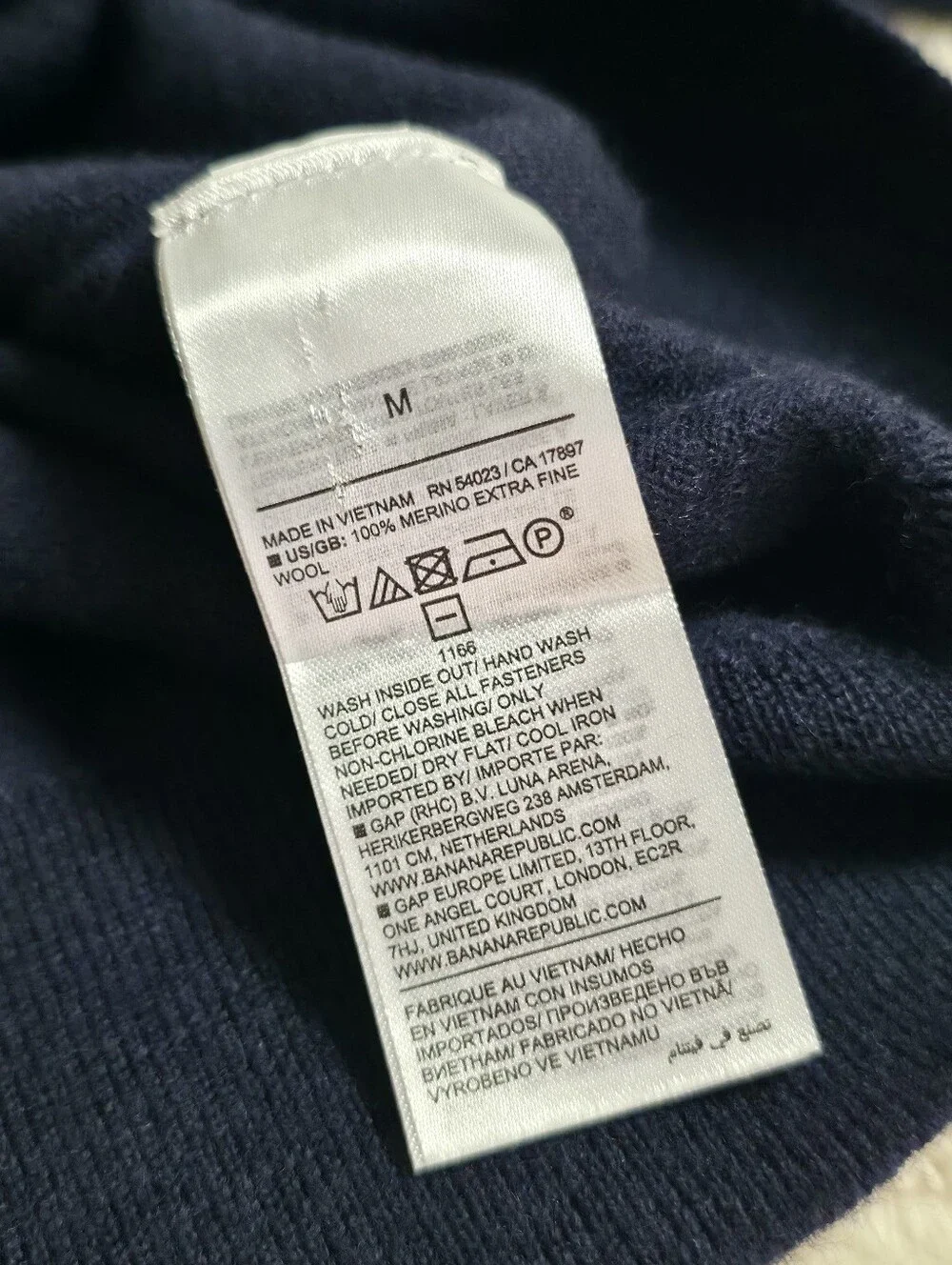 Banana Republic Men's Merino Wool Quarter-Zip Sweater, Navy, Medium 100% Wool